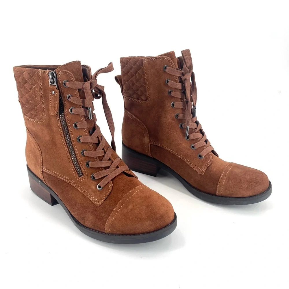 Lucca Lane Cailyn lace-up combat boots in brown suede